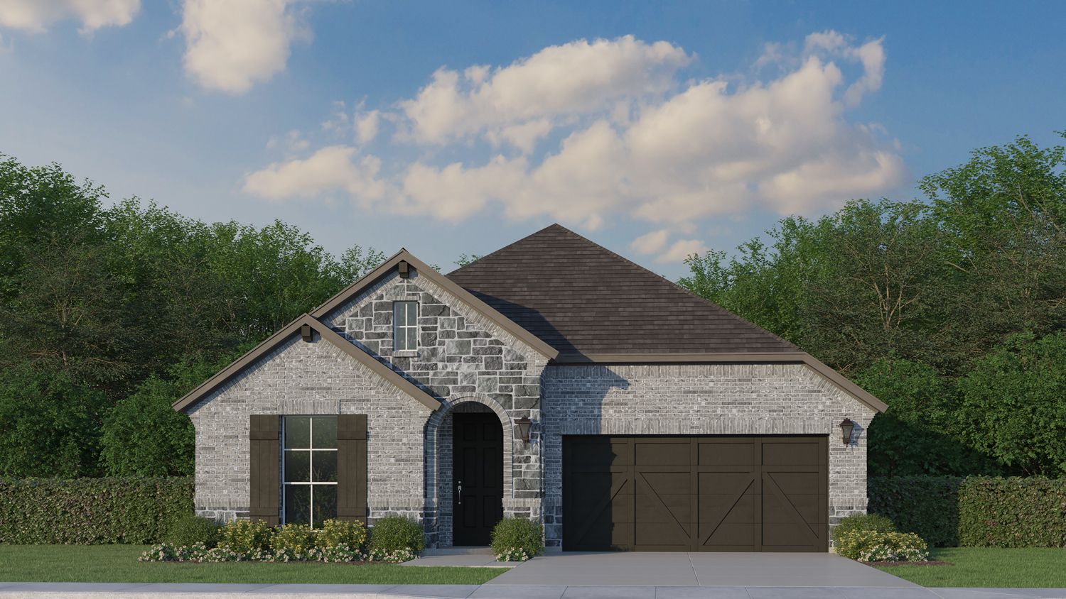 Plan 1522 Elevation B with Stone