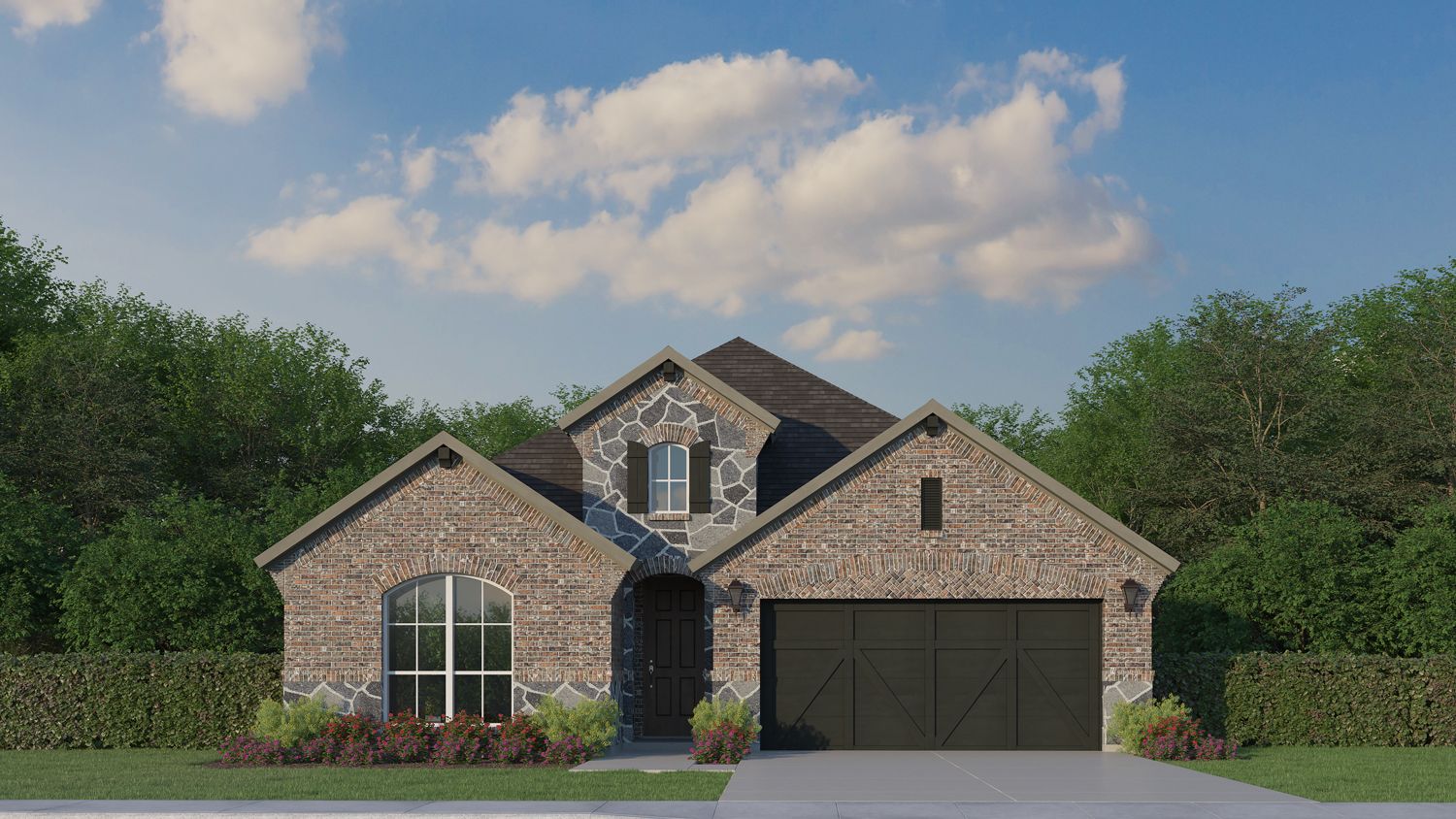 Plan 1523 Elevation A with Stone