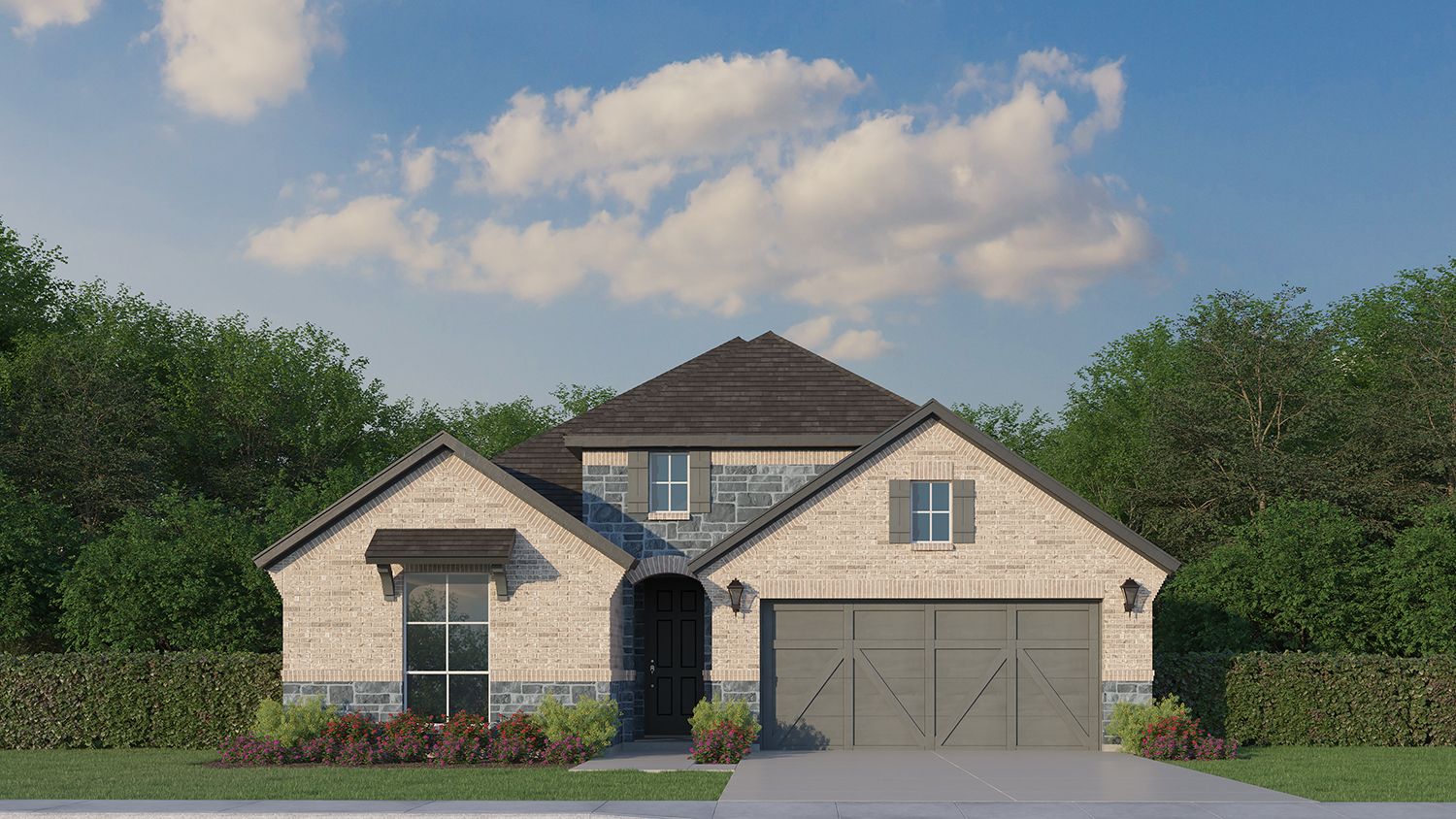 Plan 1523 Elevation B with Stone