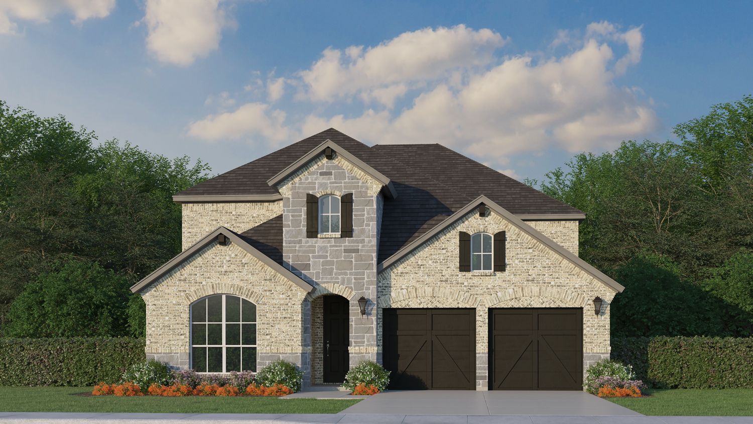 Plan 1534 Elevation A with Stone