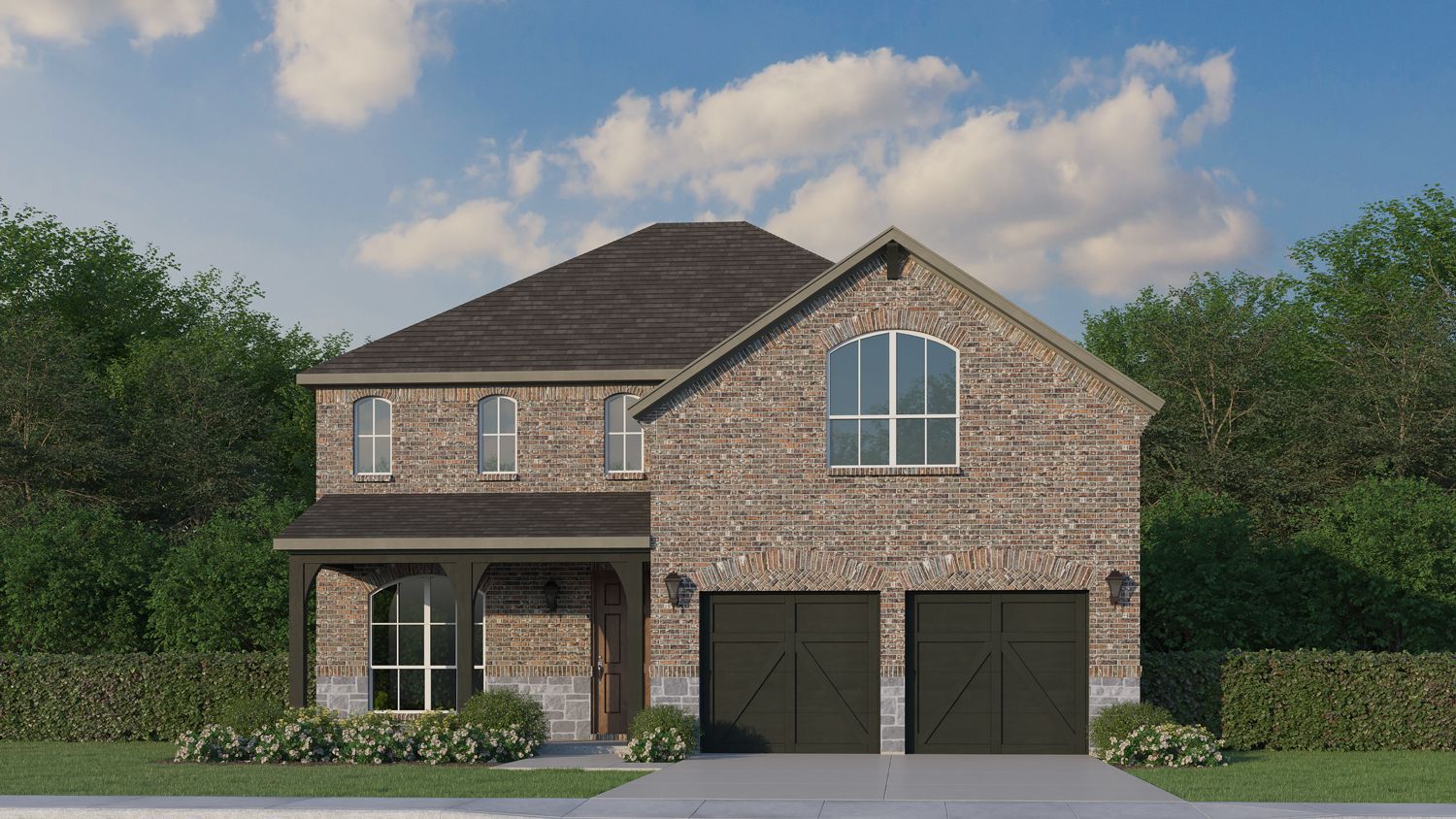 Plan 1542 Elevation A with Stone