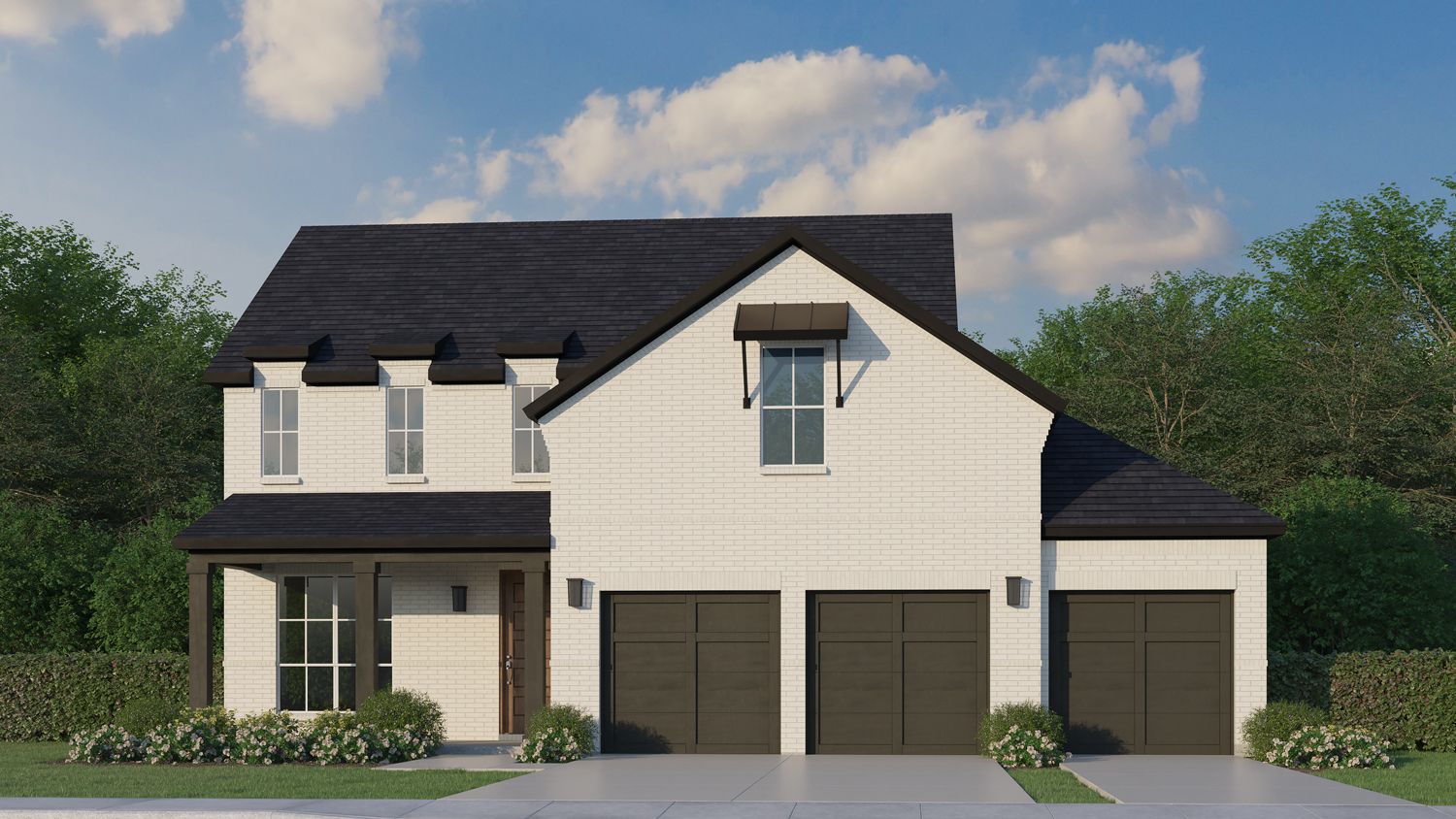 Plan 1542 Elevation C 3 Car Garage