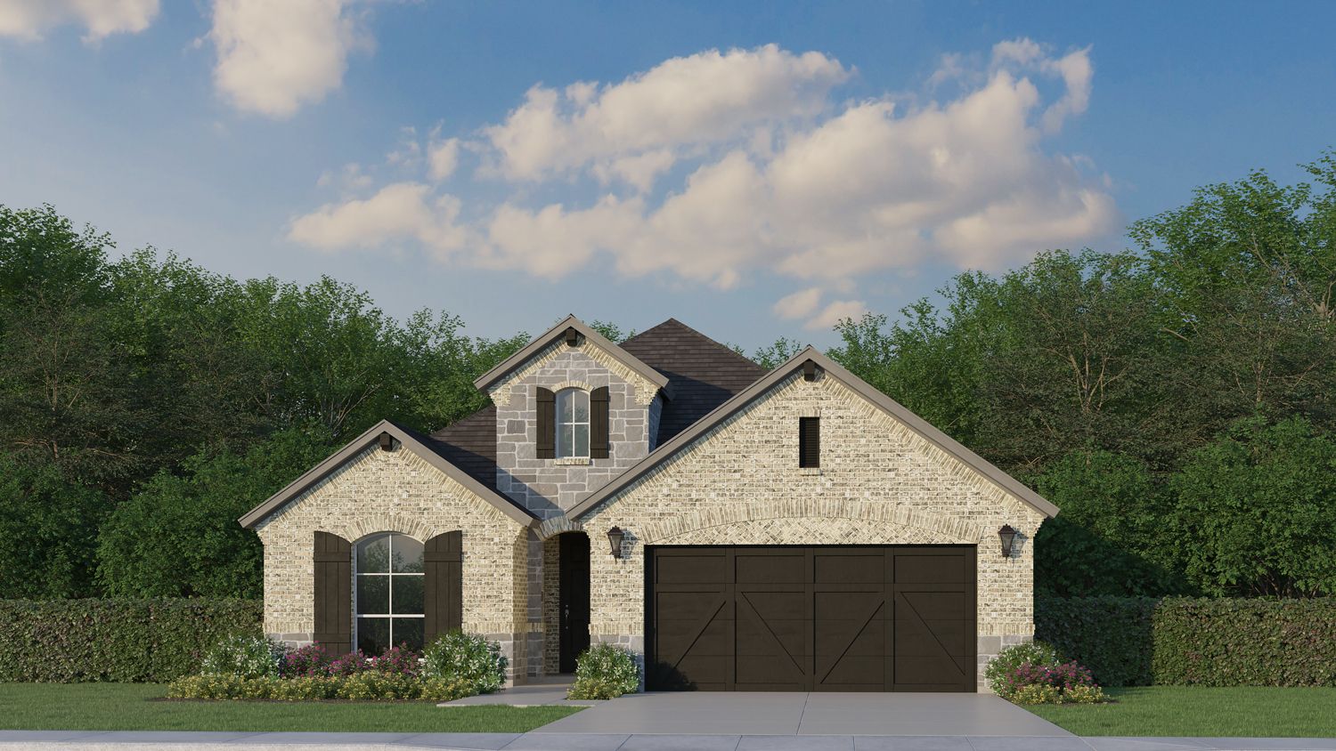 Plan 1576 Elevation A with Stone