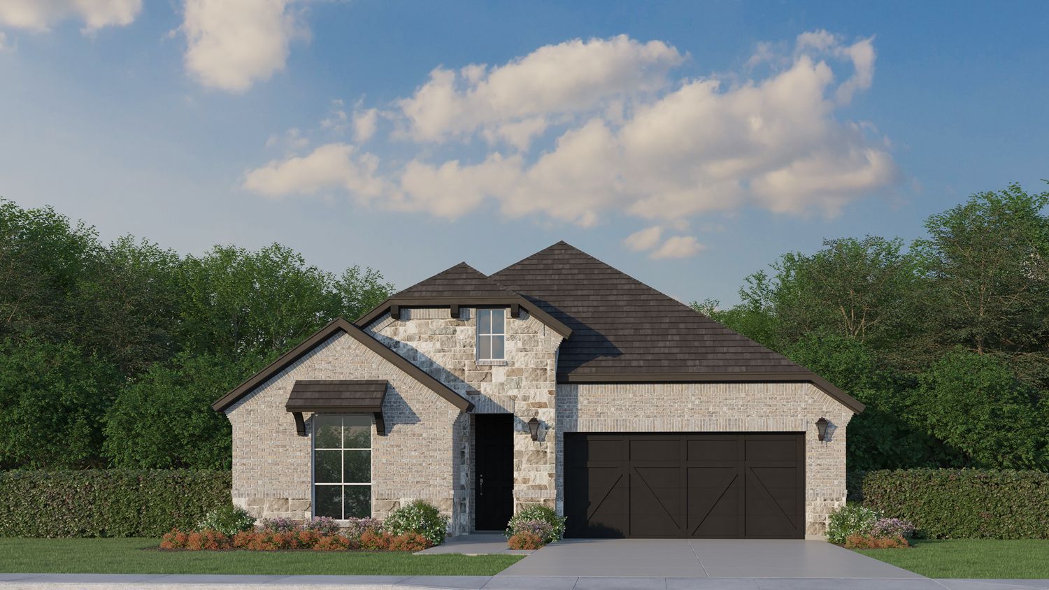 Plan 1577 Elevation B with Stone