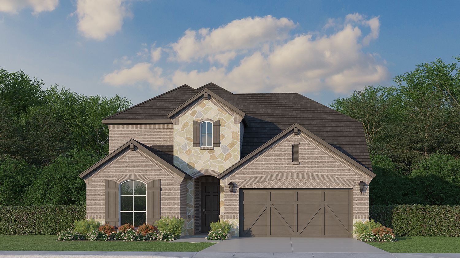 Plan 1525 Elevation A with Stone