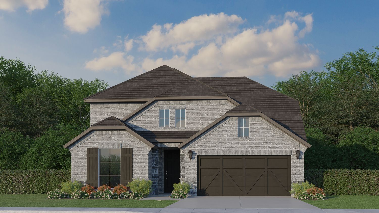 Plan 1525 Elevation B with Stone