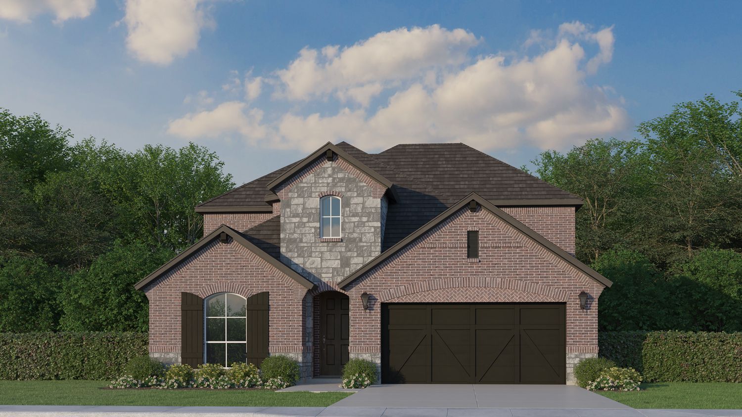 Plan 1527 Elevation A with Stone