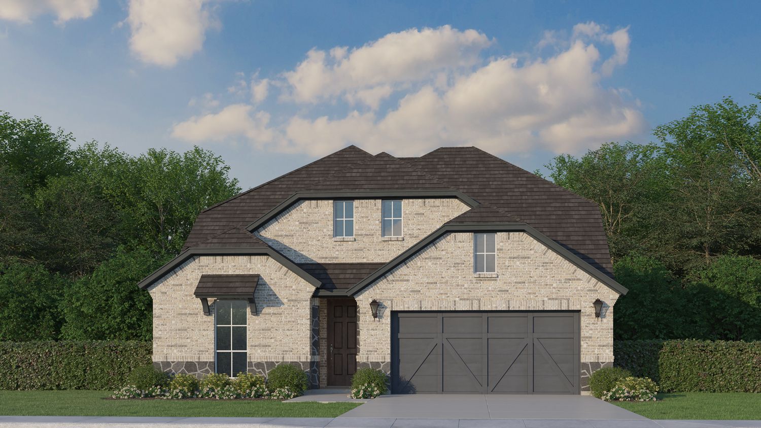 Plan 1527 Elevation B with Stone