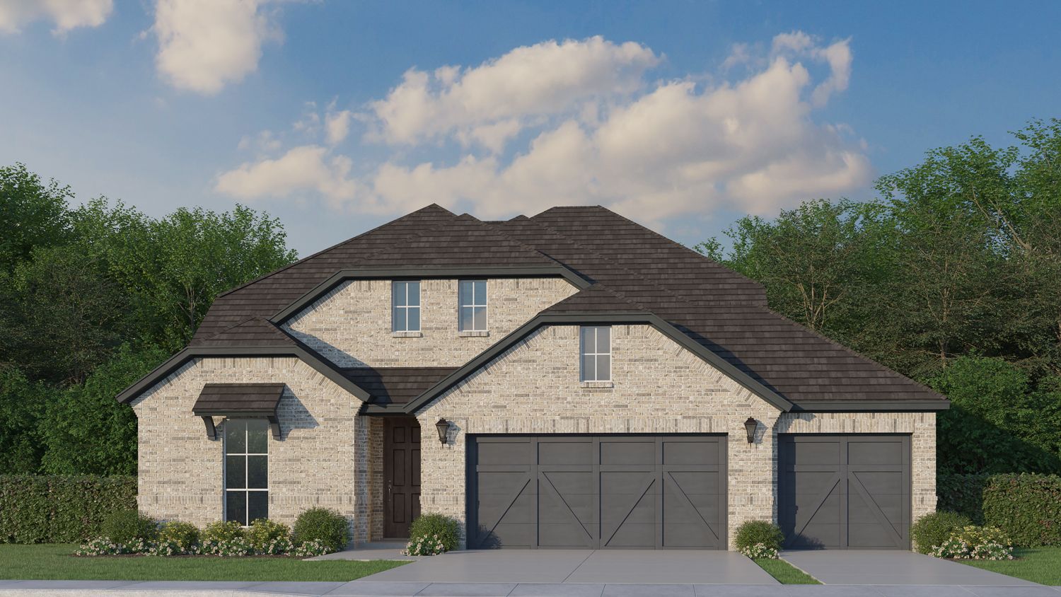 Plan 1527 Elevation B with 3rd-Car Garage