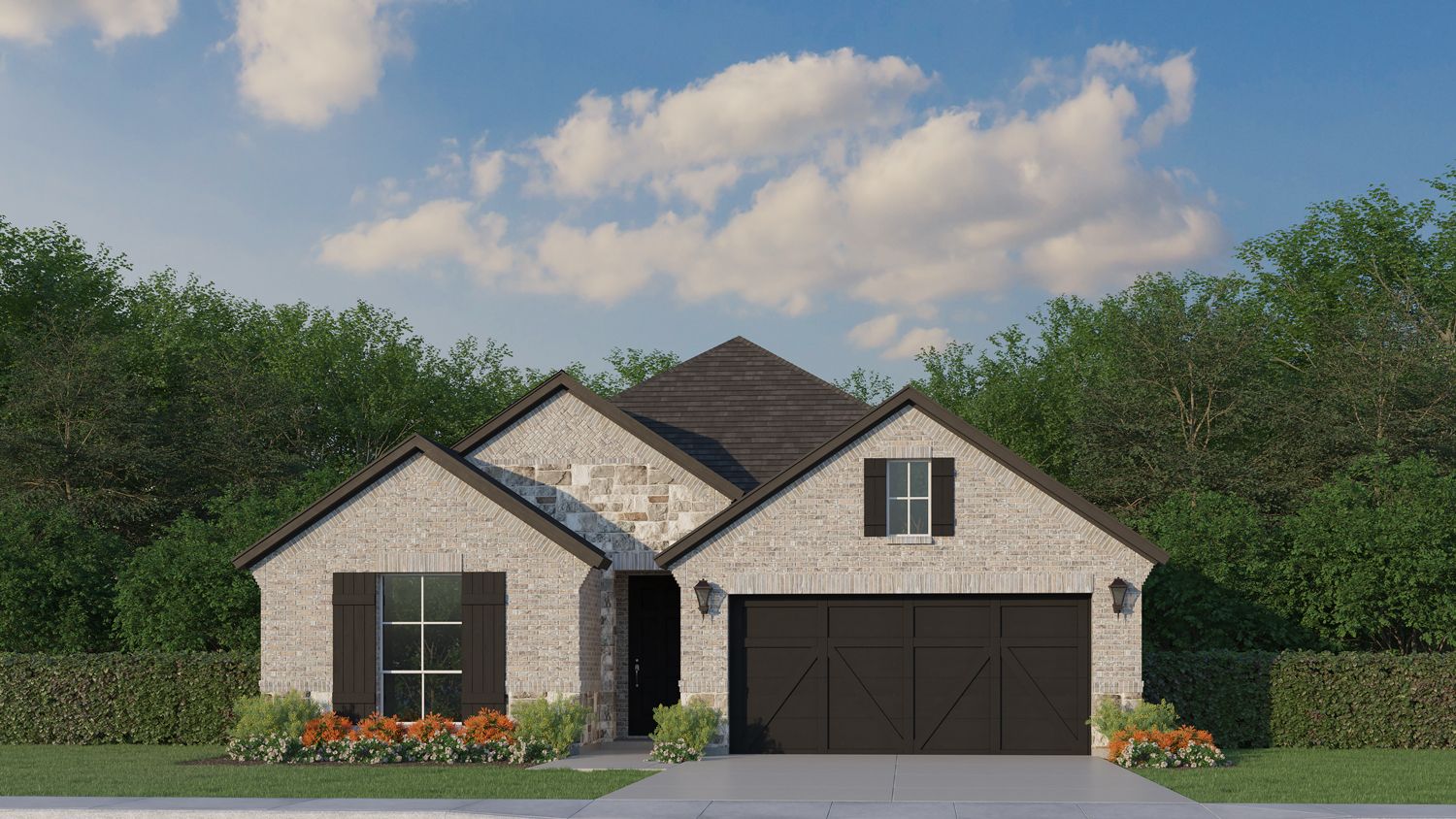 Plan 1521 Elevation B with Stone