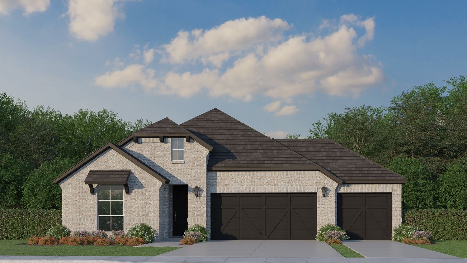 Plan 1529 Elevation B with 3-Car Garage