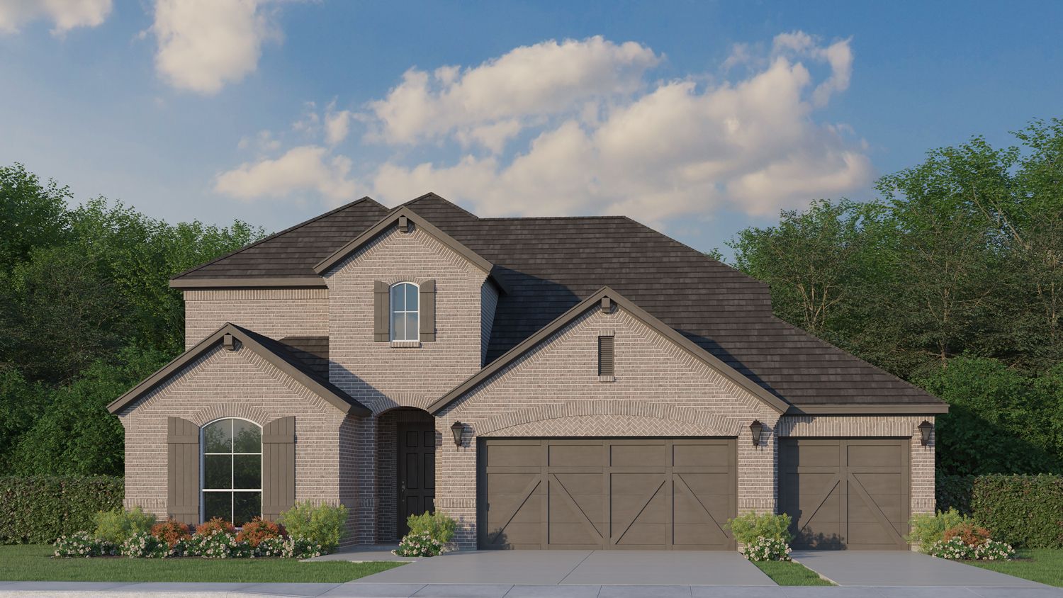 Plan 1525 Elevation A with 3rd Car Garage