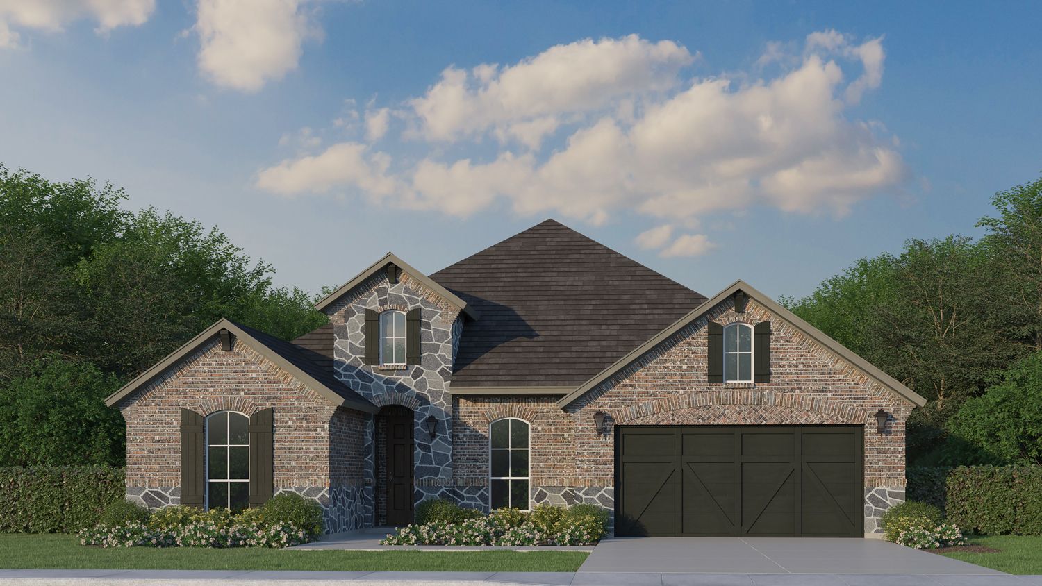 Plan 1688 Elevation A with Stone