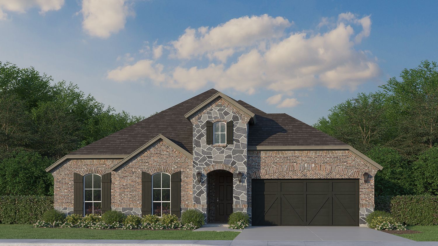 Plan 1682 Elevation A with Stone