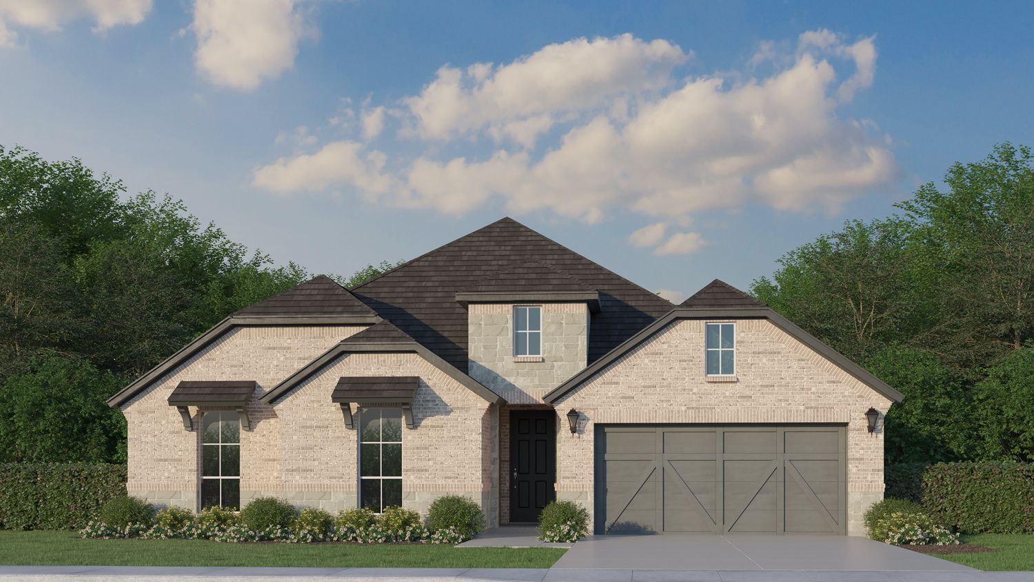 Plan 1682 Elevation B with Stone
