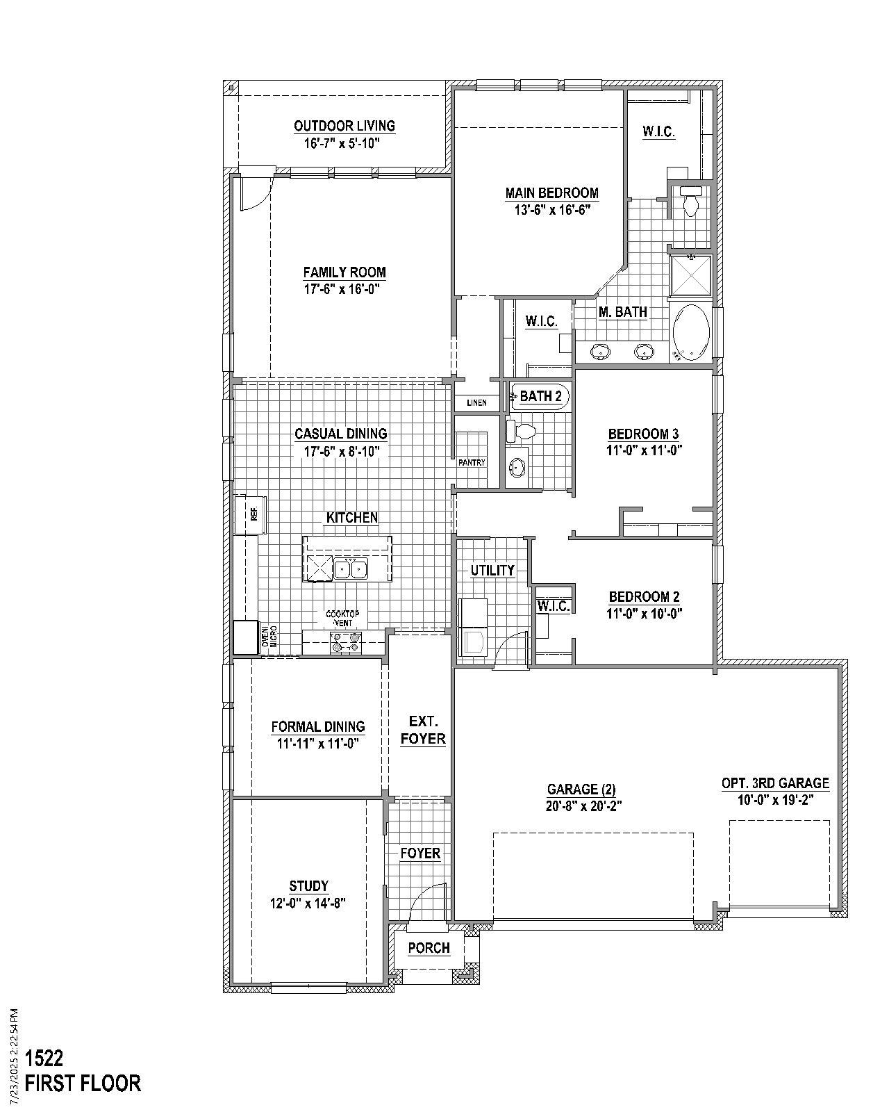 Plan 1522 1st Floor (3 Car)