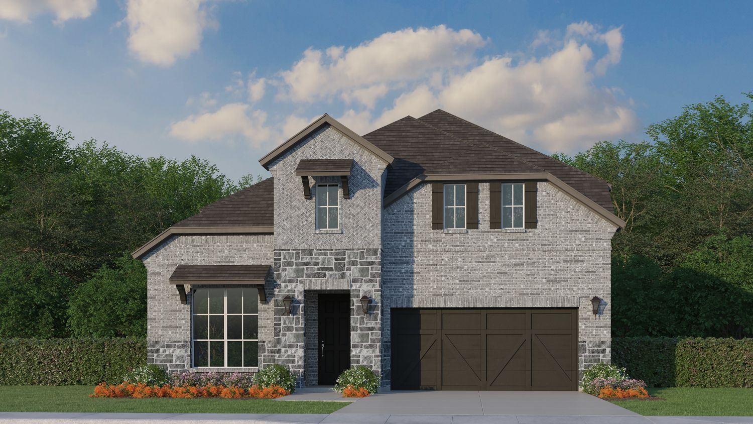 Plan 1536 Elevation B with Stone