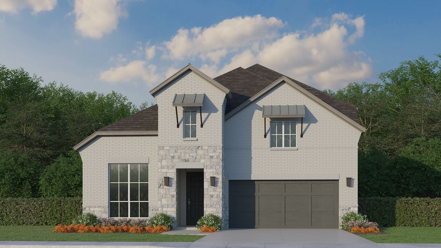 Plan 1536 Elevation C with Stone