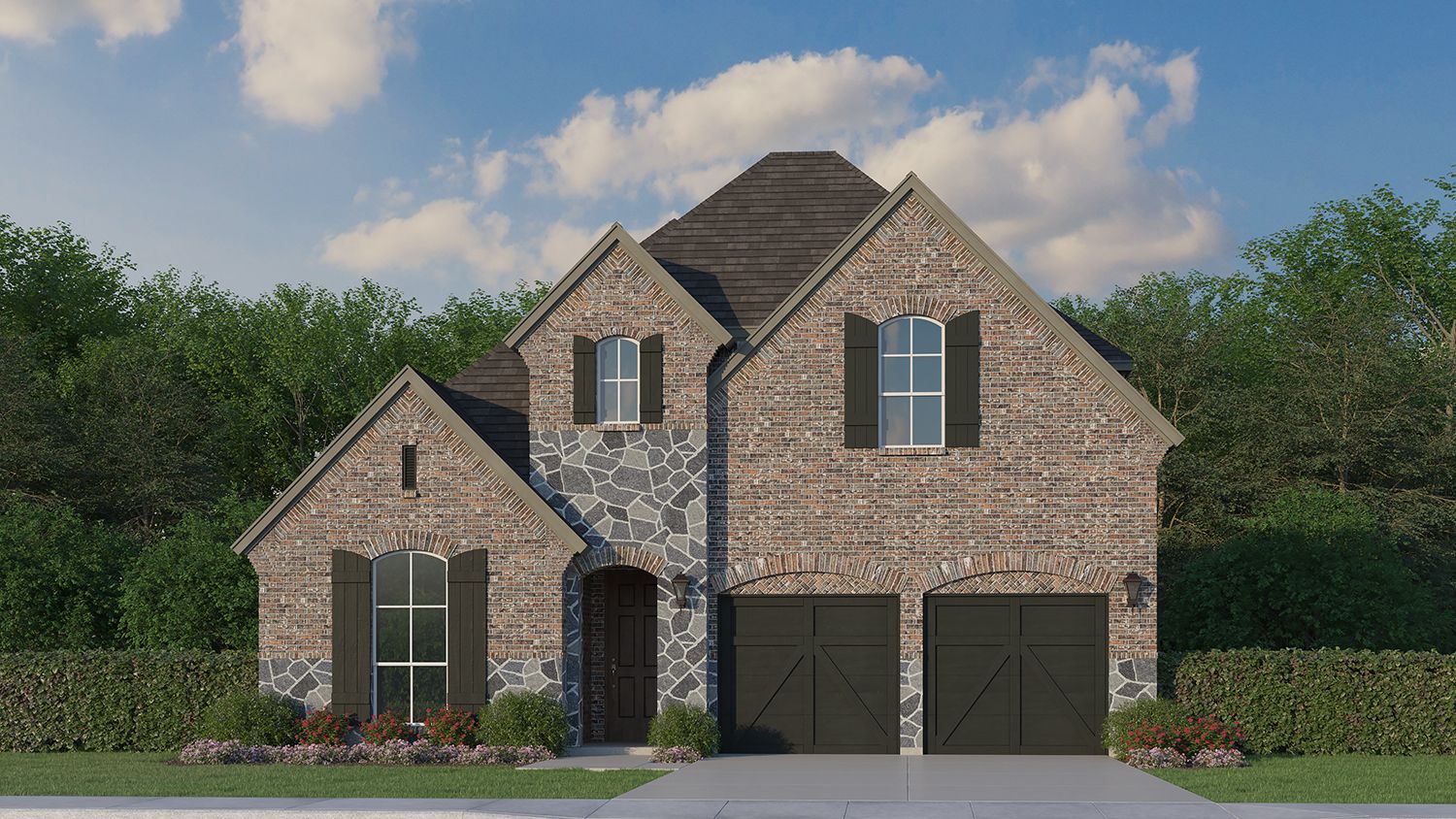 Plan 1543 Elevation A with Stone