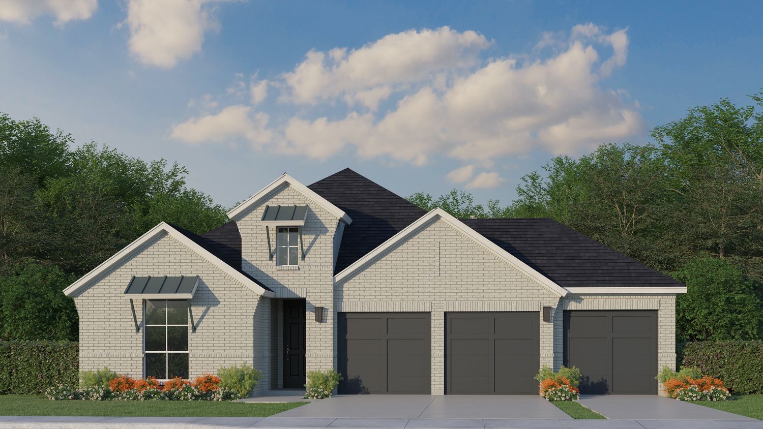 Plan 1535 Elevation C with 3 Car Garage