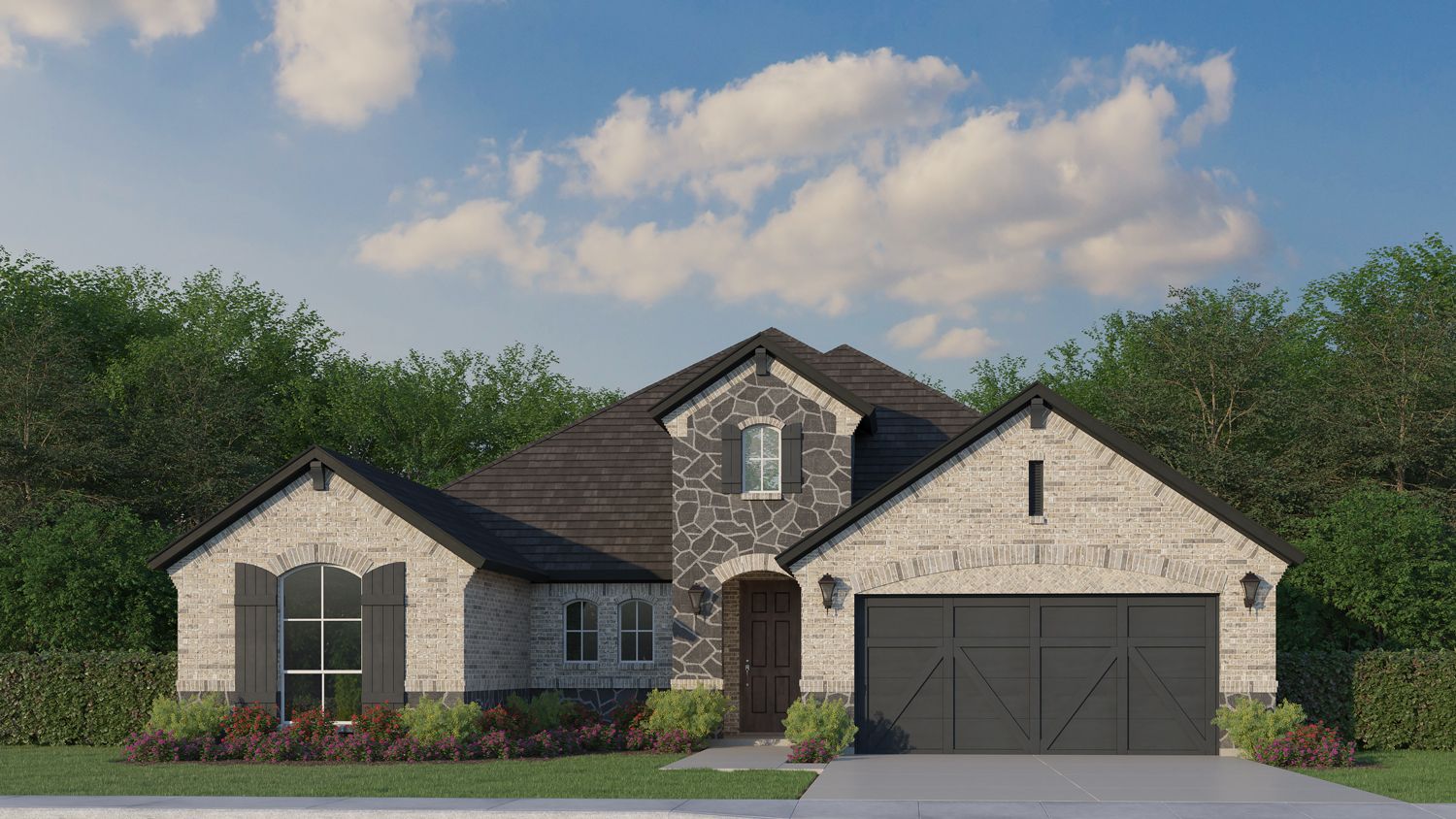 Plan 1690 Elevation A with Stone