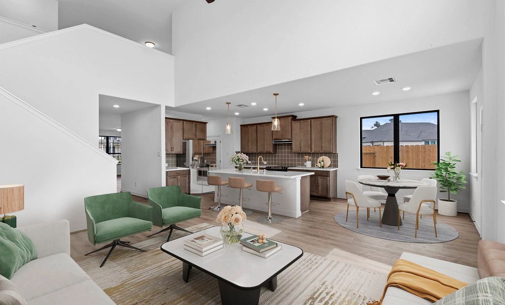 Gathering room. Sample product photo. Actual exterior and interior selections may vary by homesite.