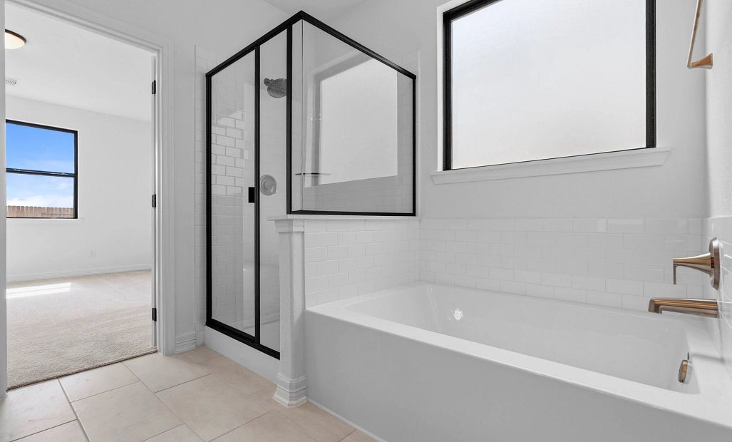 Primary bathroom. Sample product photo. Actual exterior and interior selections may vary by