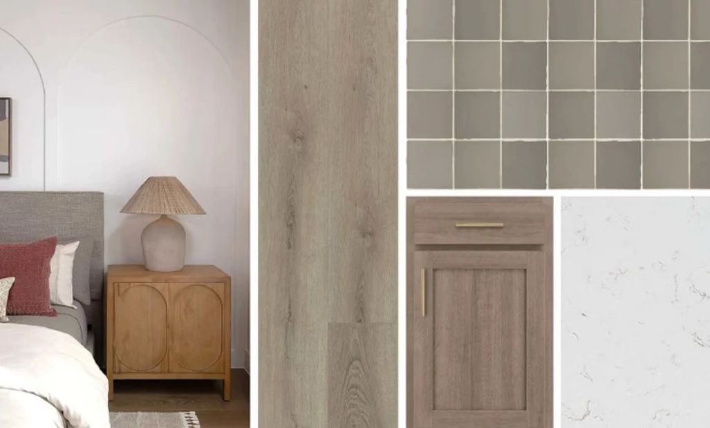 This home features the AW Collection® Laguna, showcasing warm stained wood cabinetry and artful