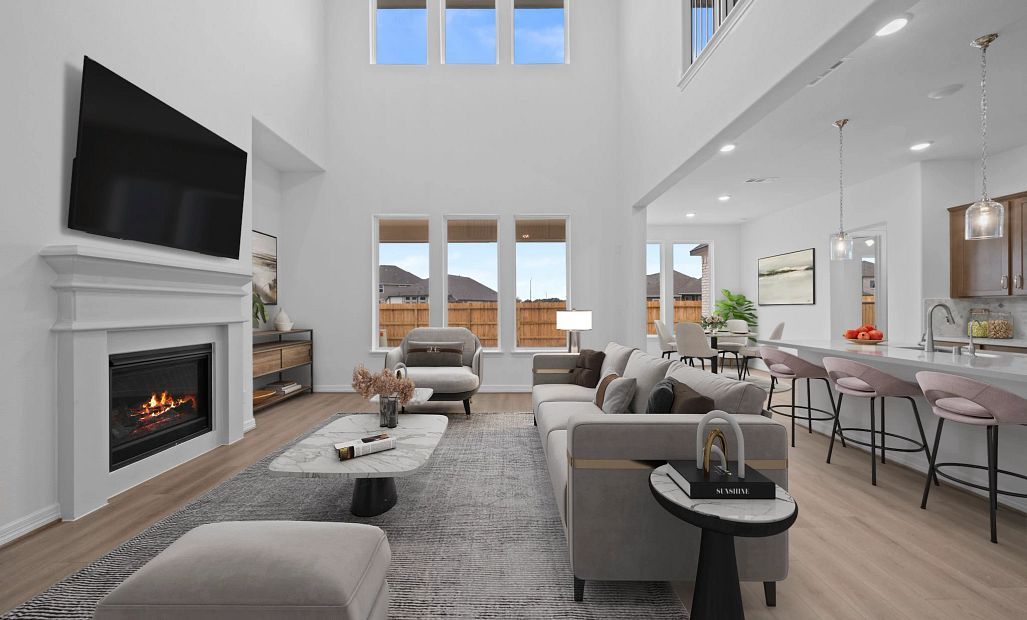 Open concept living space. Note: Sample product photo - actual exterior and interior selections may