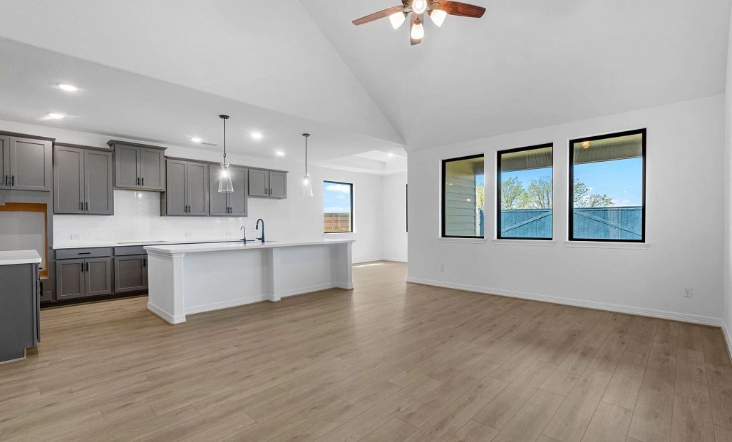 Gathering Room and Kitchen. Sample product photo. Actual exterior and interior selections may vary