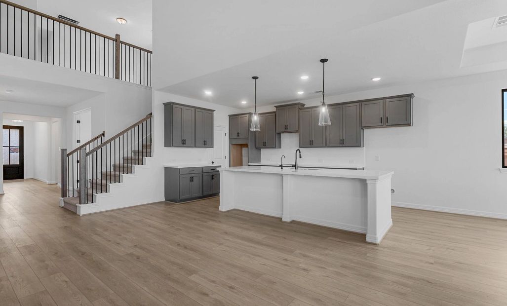 Gathering Room and Kitchen. Sample product photo. Actual exterior and interior selections may vary