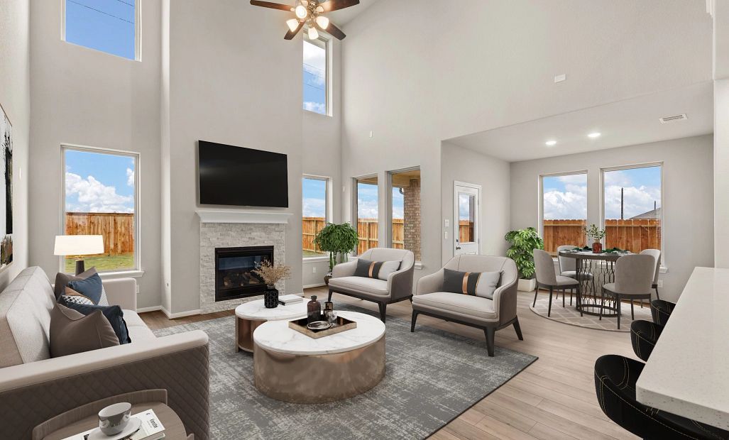 Gathering Room. Sample product photo. Actual exterior and interior selections may vary by homesite.