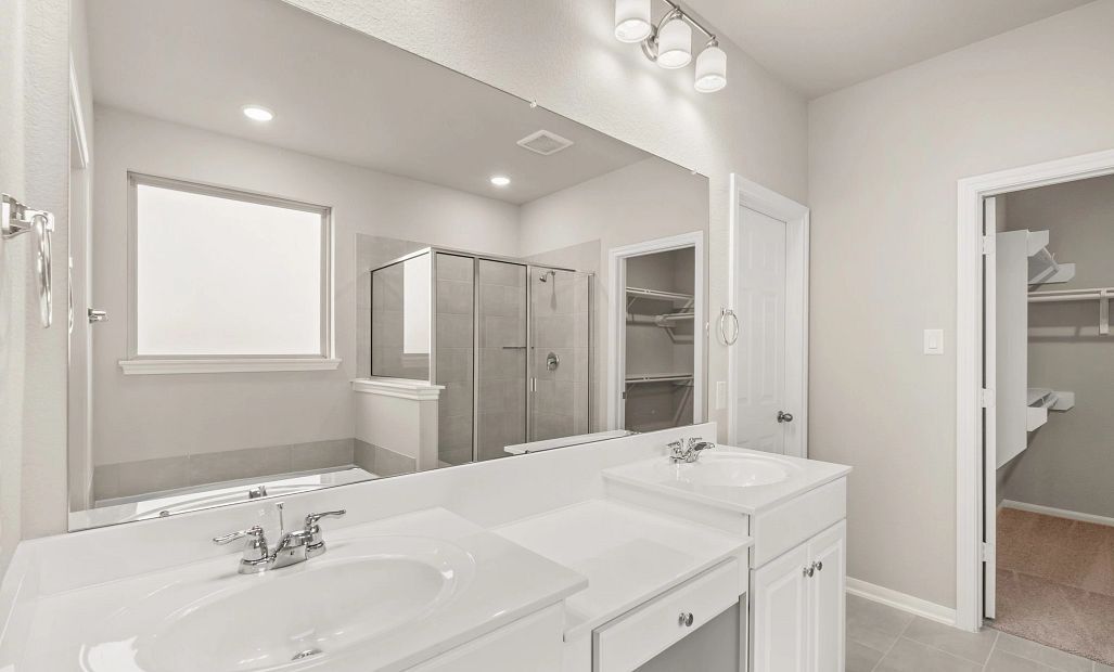 Primary bedroom. Sample product photo. Actual exterior and interior selections may vary by homesite.