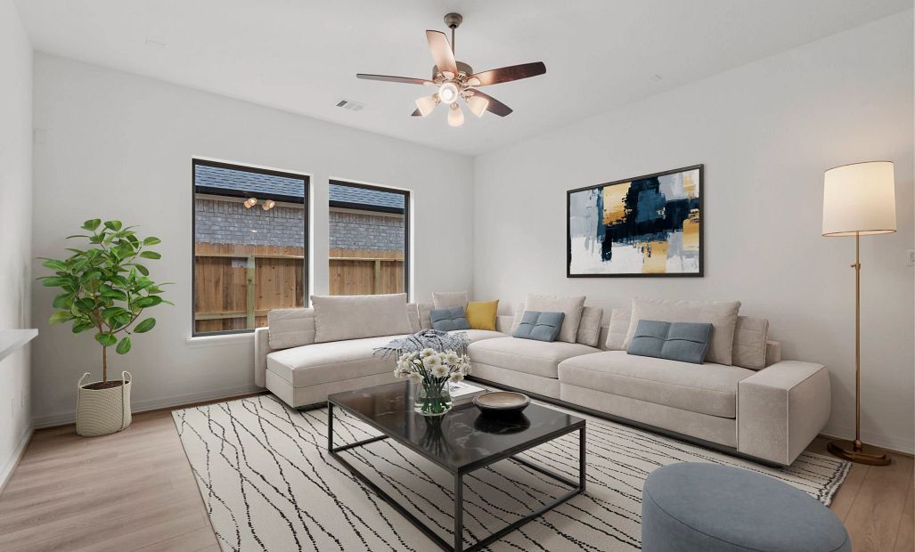Gathering room.  Sample product photo. Actual exterior and interior selections may vary by homesite.