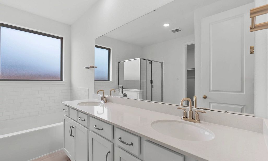 Primary bathroom.  Sample product photo. Actual exterior and interior selections may vary by