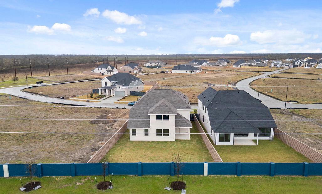 Ariel view of back exterior.