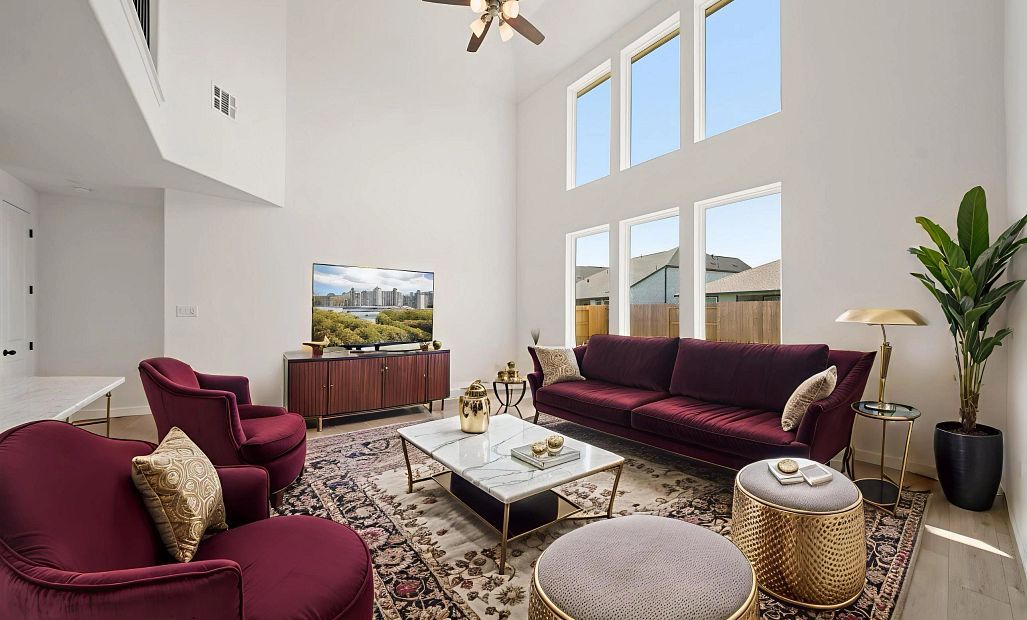Gathering room. Sample product photo. Actual exterior and interior selections may vary by homesite.