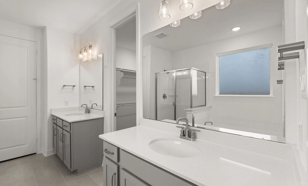 Primary bathroom. Sample product photo. Actual exterior and interior selections may vary by