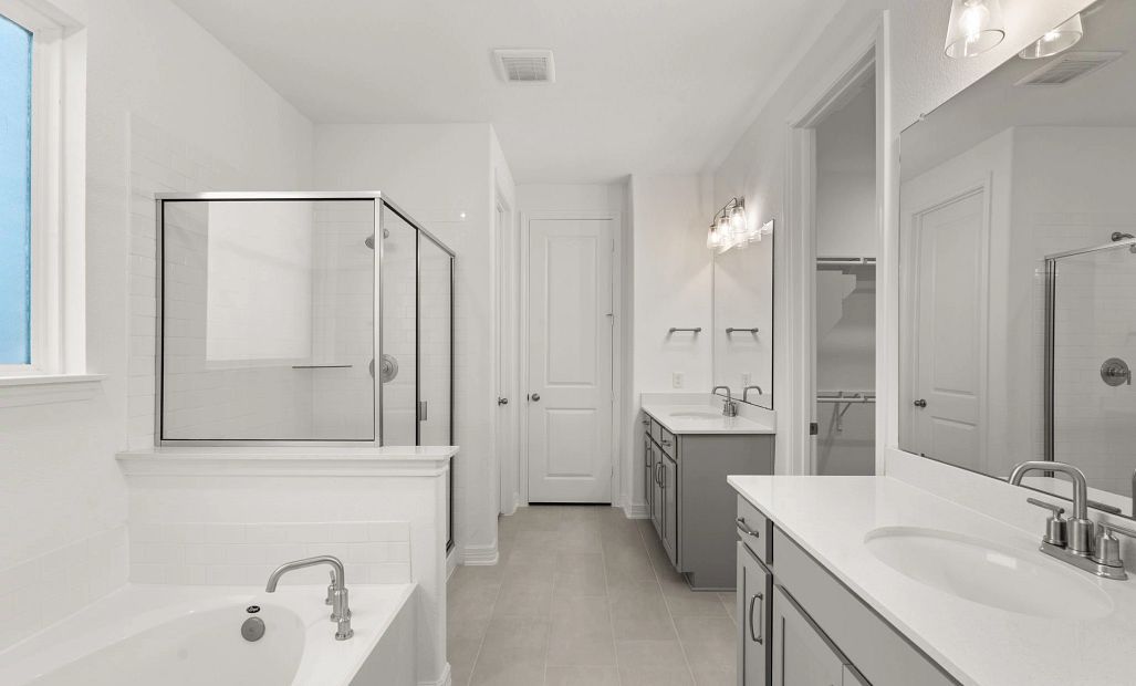 Primary bathroom. Sample product photo. Actual exterior and interior selections may vary by