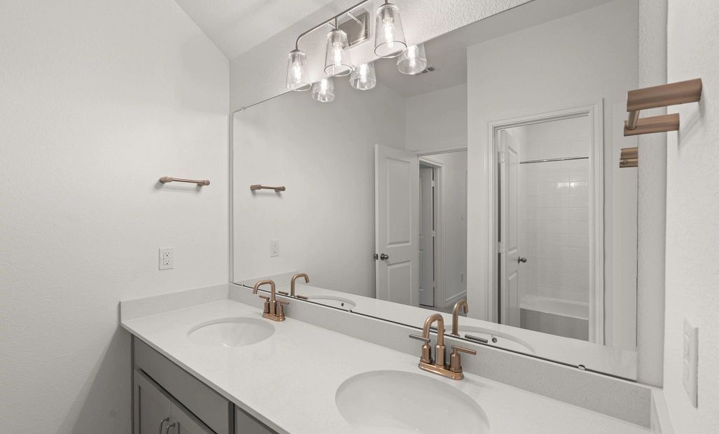 Secondary bathroom. Sample product photo. Actual exterior and interior selections may vary by