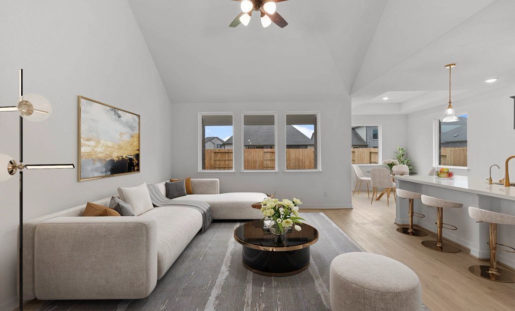 Gathering room. Sample product photo. Actual exterior and interior selections may vary by homesite.