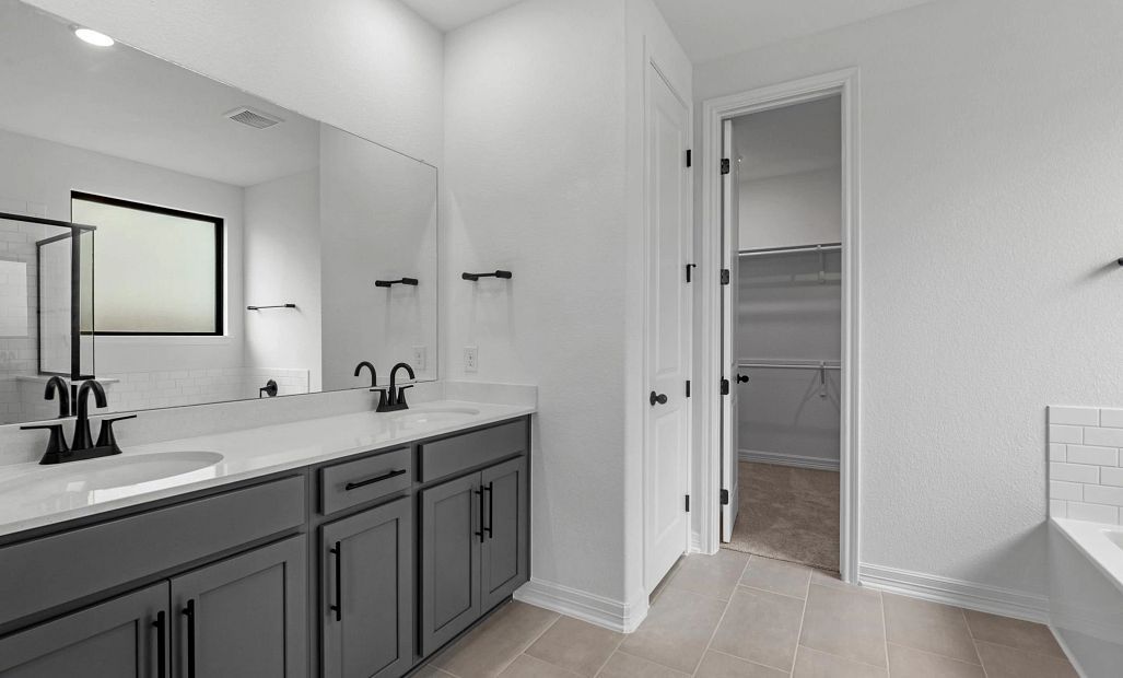 Primary bathroom. Sample product photo. Actual exterior and interior selections may vary by
