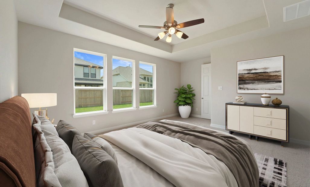 Primary bedroom. Note: Sample product photo - actual exterior and interior selections may vary by