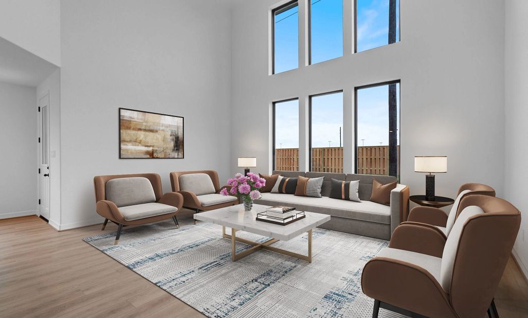 Gathering room. Sample product photo. Actual exterior and interior selections may vary by homesite.