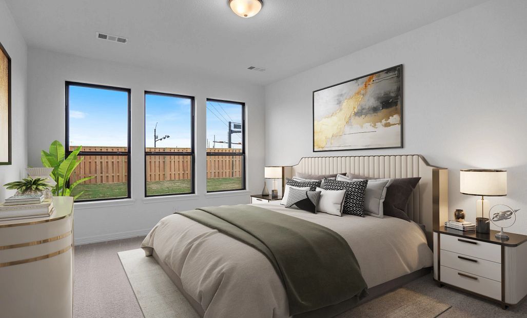 Primary bedroom.Sample product photo. Actual exterior and interior selections may vary by homesite.