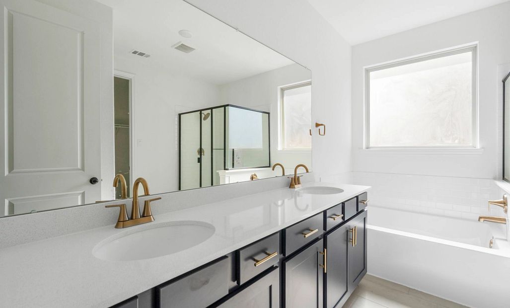 Primary bathroom. Sample product photo. Actual exterior and interior selections may vary by