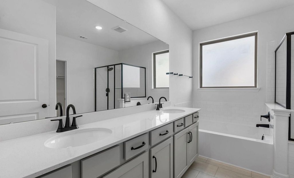 Primary bathroom. Sample product photo. Actual exterior and interior selections may vary by