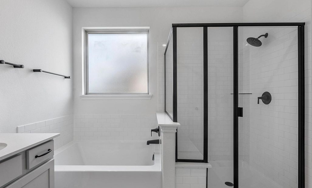 Primary bathroom. Sample product photo. Actual exterior and interior selections may vary by