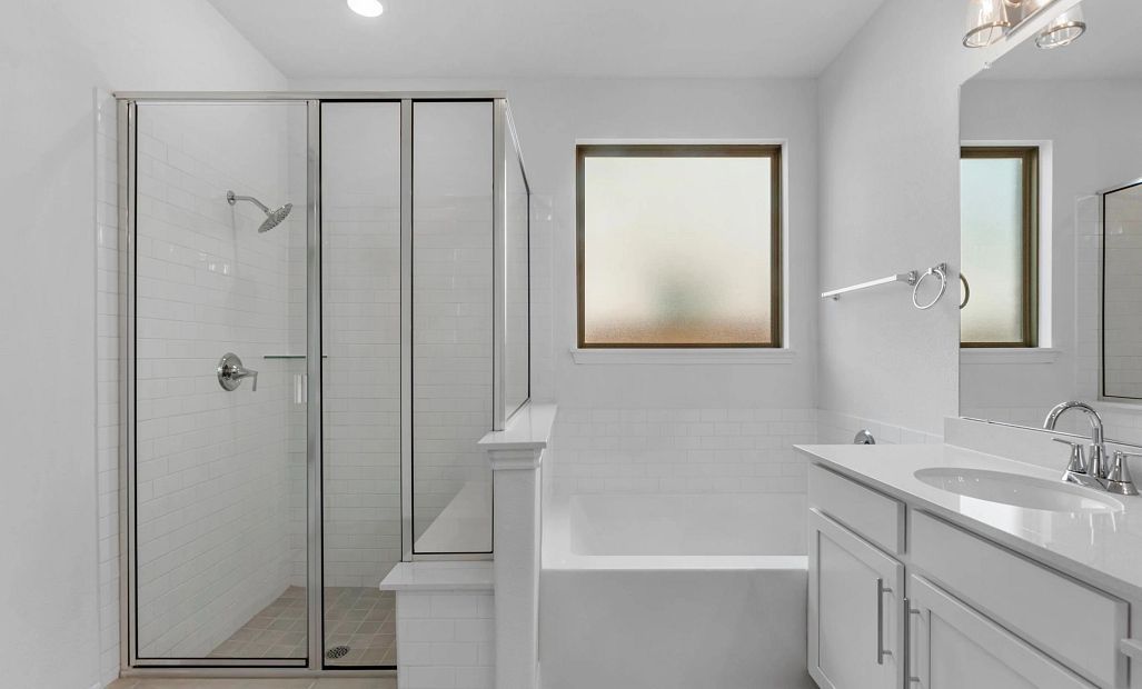 Primary bathroom. Sample product photo. Actual exterior and interior selections may vary by