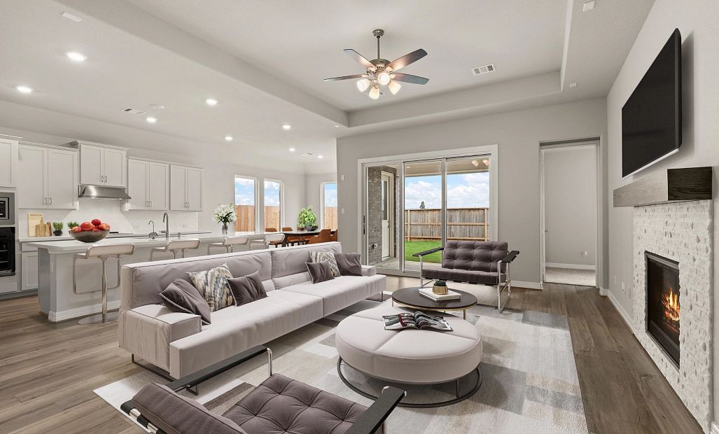 Gathering room. Sample product photo. Actual exterior and interior selections may vary by homesite.